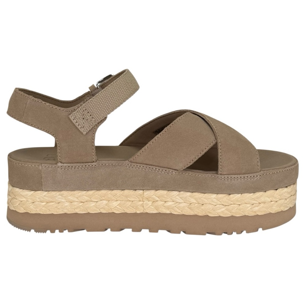 UGG Aubrey Tan Leather Womens Platform Sandals Size 10M - Picture 5 of 14